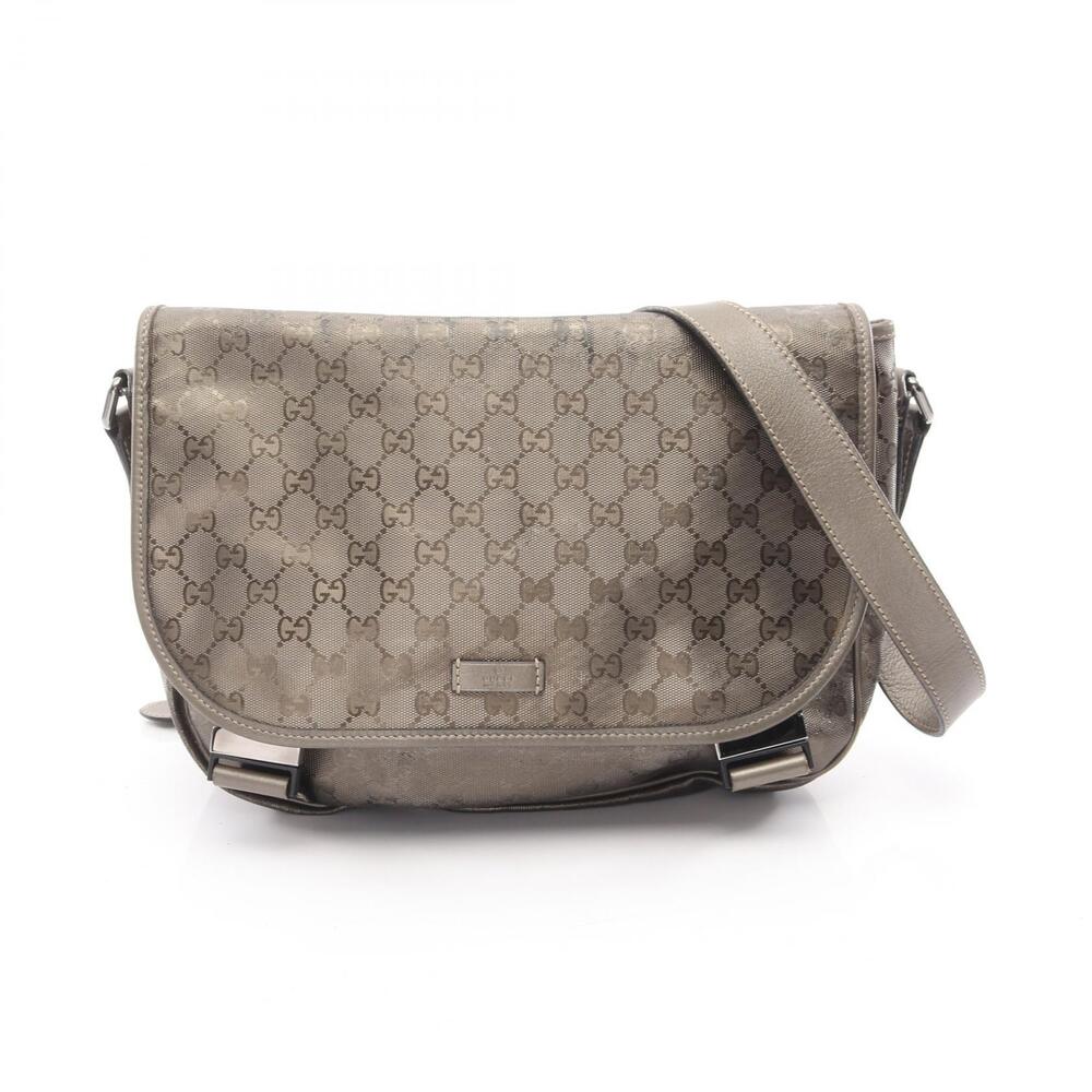 Gucci GG Imprime Shoulder Bag Canvas Leather Brown